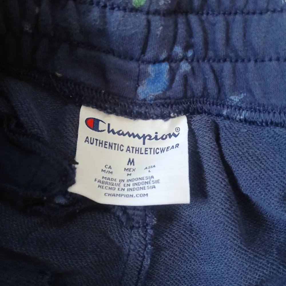 Champion Navy Blue Paint-Splatter Athletic Drawstring Shorts‎